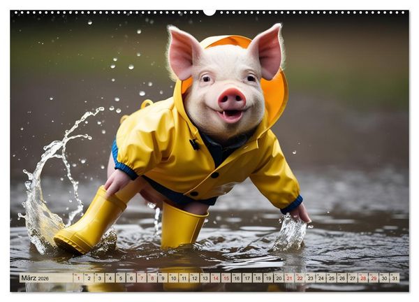Produktbild: Unterwegs mit Piet - Die Abenteuer eines Ferkelchens (Wandkalender 2026 DIN A2 quer), CALVENDO Monatskalender
