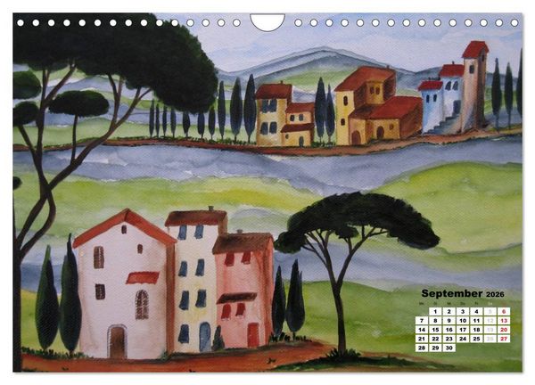 Produktbild: Toskana in Aquarell (Wandkalender 2026 DIN A4 quer), CALVENDO Monatskalender