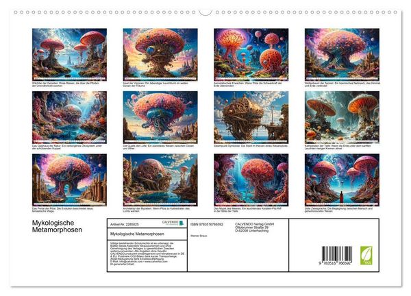 Produktbild: Mykologische Metamorphosen (hochwertiger Premium Wandkalender 2027 DIN A2 quer), Kunstdruck in Hochglanz