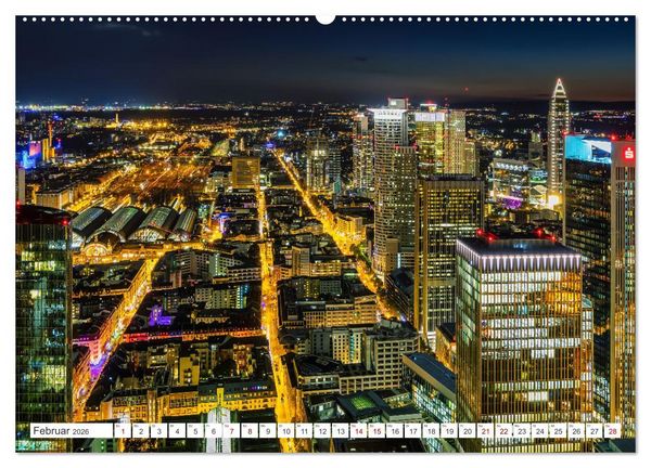 Produktbild: Frankfurt am Main - at night (hochwertiger Premium Wandkalender 2026 DIN A2 quer), Kunstdruck in Hochglanz