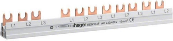 Produktbild: Hager KDN363F KDN363F Anschlussblock Phasenschiene 3polig 63A 1St.