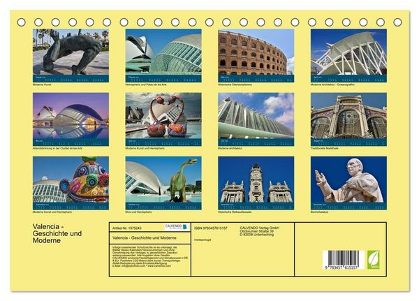 Produktbild: Valencia - Geschichte und Moderne (Tischkalender 2026 DIN A5 quer), CALVENDO Monatskalender