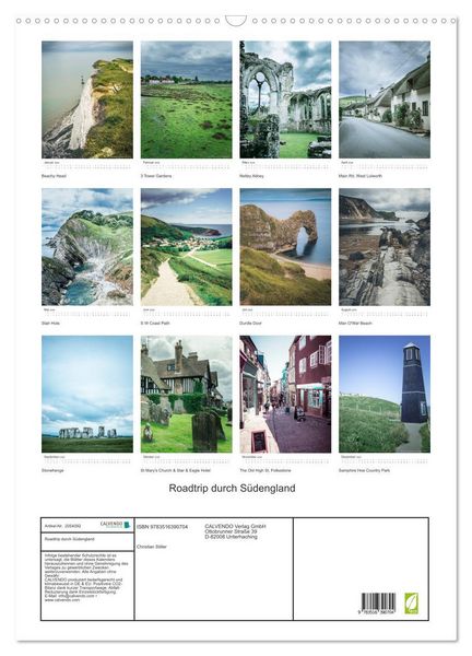 Produktbild: Roadtrip durch S&uuml;dengland (Wandkalender 2026 DIN A2 hoch), CALVENDO Monatskalender