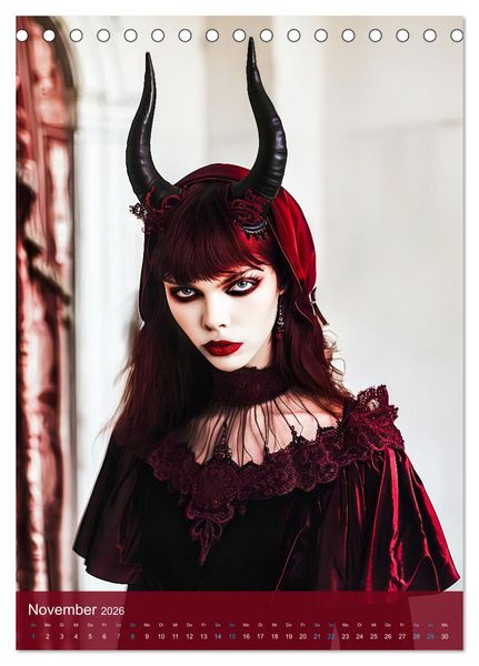 Produktbild: Teuflische Gothics - Gothic, Girls und H&ouml;rner (Tischkalender 2026 DIN A5 hoch), CALVENDO Monatskalender