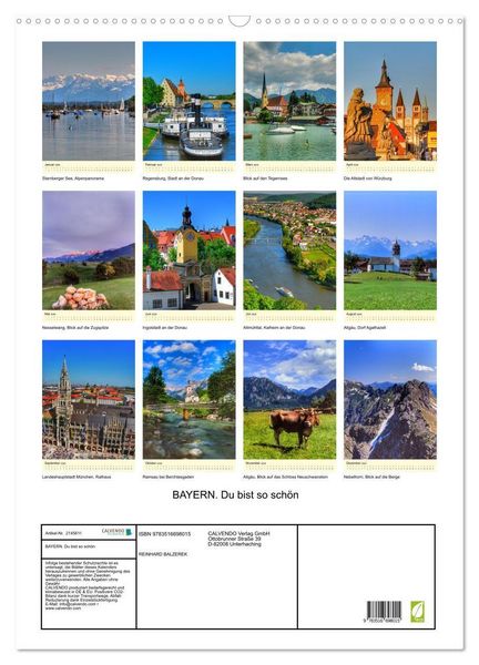 Produktbild: BAYERN. Du bist so sch&ouml;n (Wandkalender 2026 DIN A2 hoch), CALVENDO Monatskalender