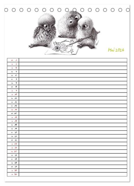 Produktbild: Tieronisch Eulen (Tischkalender 2026 DIN A5 hoch), CALVENDO Monatskalender
