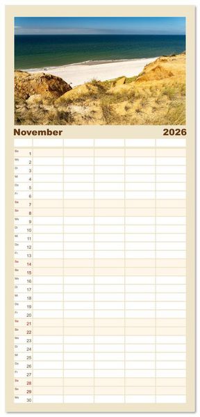 Produktbild: Familienplaner 2026 - Deutschland - Insel Sylt mit 5 Spalten (Wandkalender, 21 x 45 cm) CALVENDO