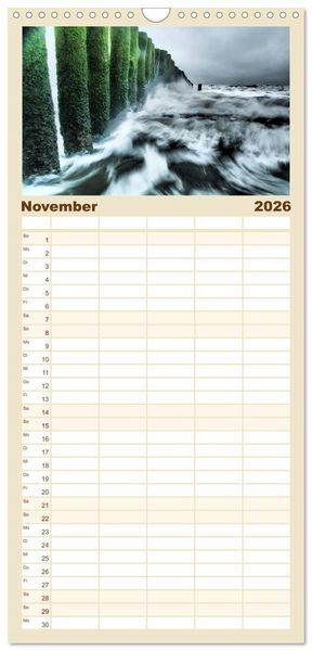 Produktbild: Familienplaner 2026 - Zeeland mit 5 Spalten (Wandkalender, 21 x 45 cm) CALVENDO