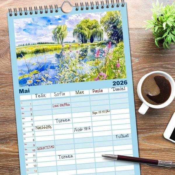 Produktbild: Familienplaner 2026 - Havelland Flair - Immer in Flussn&auml;he mit 5 Spalten (Wandkalender, 21 x 45 cm) CALVENDO