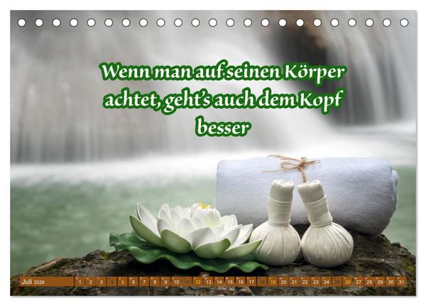 Produktbild: Achtsamkeit Gesundheit mit coolen Spr&uuml;chen zum Wohlbefinden (Tischkalender 2026 DIN A5 quer), CALVENDO Monatskalender