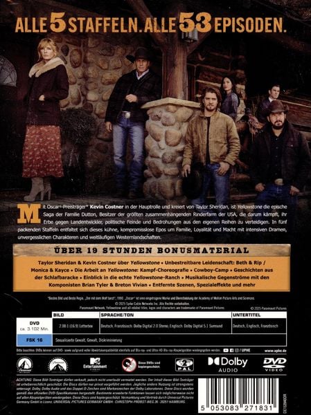 Produktbild: Yellowstone - Die komplette Serie [24 DVDs]