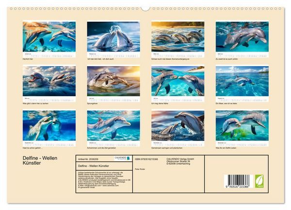 Produktbild: Delfine - Wellen K&uuml;nstler (hochwertiger Premium Wandkalender 2026 DIN A2 quer), Kunstdruck in Hochglanz