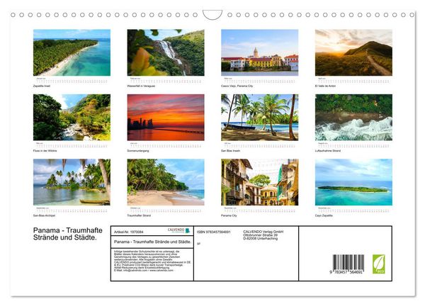 Produktbild: Panama - Traumhafte Str&auml;nde und St&auml;dte. (Wandkalender 2026 DIN A3 quer), CALVENDO Monatskalender