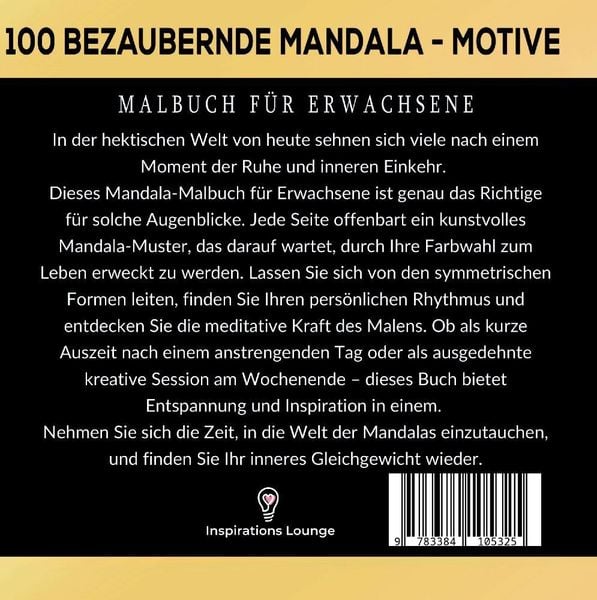 Produktbild: Mandalas zum Tr&auml;umen: 100 inspirierende Ausmalmotive! Das besondere Malbuch f&uuml;r Erwachsene!