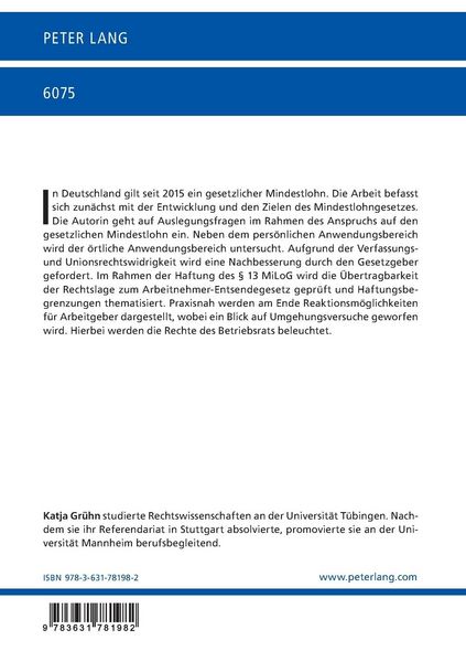 Produktbild: Der Anspruch auf den gesetzlichen Mindestlohn
