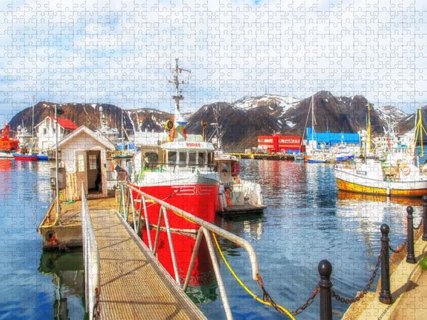 Produktbild: CALVENDO Puzzle Anlegestelle f&uuml;r Fischerboote, Honningsvag | 1000 Teile Lege-Gr&ouml;&szlig;e 64x48cm Foto-Puzzle f&uuml;r gl&uuml;ckliche Stunden