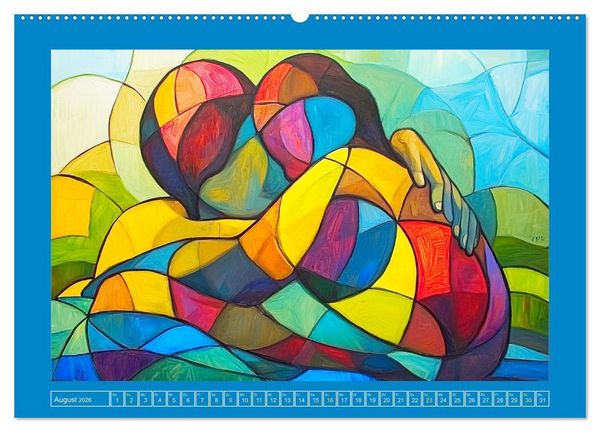 Produktbild: Liebe und Gl&uuml;ck. Abstrakte Kunst im &Ouml;lbilder-Stil (hochwertiger Premium Wandkalender 2026 DIN A2 quer), Kunstdruck in Hochglanz