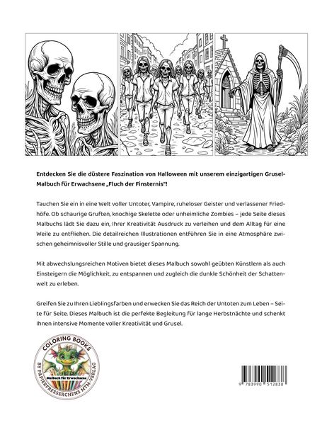 Produktbild: Fluch der Finsternis - Malbuch f&uuml;r Erwachsene - Halloween, Vampire, Untote, Zombies