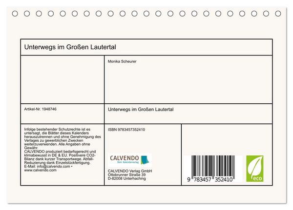 Produktbild: Unterwegs im Gro&szlig;en Lautertal (Tischkalender 2026 DIN A5 quer), CALVENDO Monatskalender