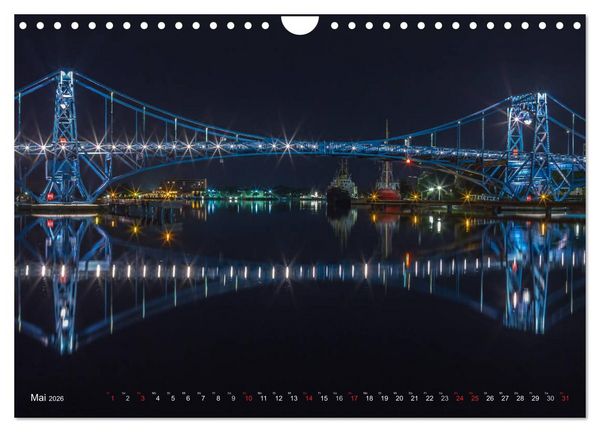 Produktbild: Nachts in Wilhelmshaven Edition mit maritimen Motiven (Wandkalender 2026 DIN A4 quer), CALVENDO Monatskalender