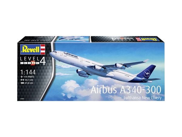 Produktbild: Revell 03803 A340-300 Lufthansa New Livery Flugmodell Bausatz 1:144