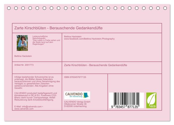 Produktbild: Zarte Kirschbl&uuml;ten - Berauschende Gedankend&uuml;fte (Tischkalender 2026 DIN A5 quer), CALVENDO Monatskalender