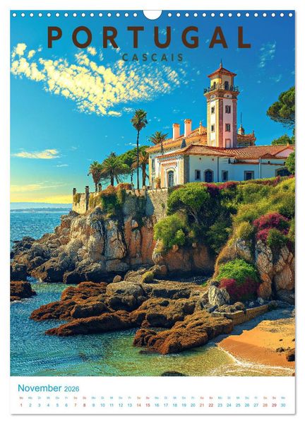 Produktbild: Portugal - Old School Poster Style (Wandkalender 2026 DIN A3 hoch), CALVENDO Monatskalender