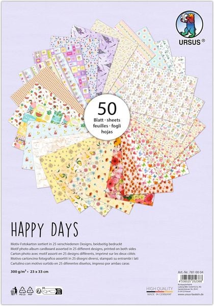 Produktbild: URSUS Basispapiere Motiv Fotokarton, Happy Days