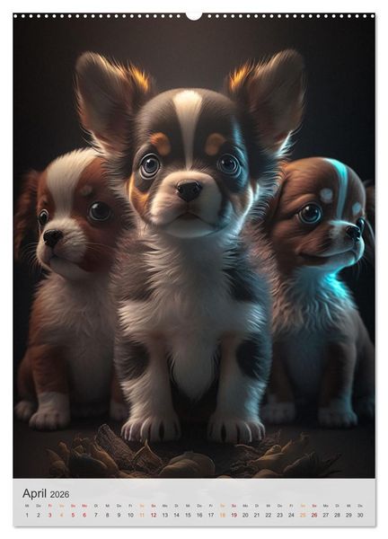 Produktbild: Zauberhafte Hundebabys (Wandkalender 2026 DIN A2 hoch), CALVENDO Monatskalender