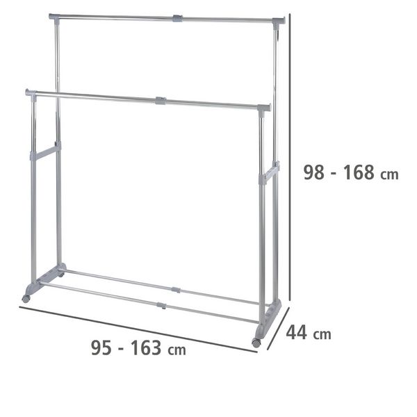 Produktbild: Kleiderst&auml;nder Mod. Twin Bars, h&ouml;henverstellbar, 4 Rollen