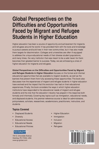Produktbild: Global Perspectives on the Difficulties and Opportunities Faced by Migrant and Refugee Students in Higher Education