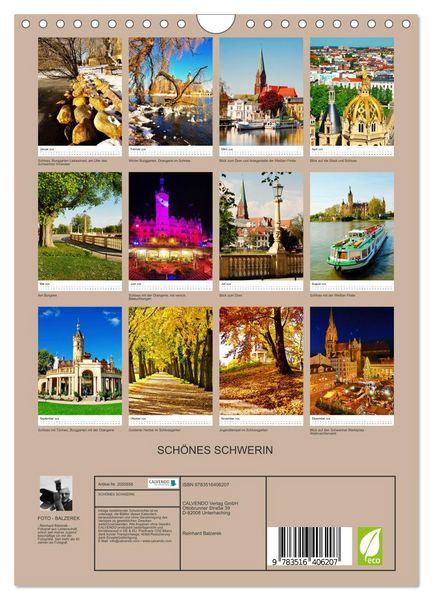 Produktbild: SCH&Ouml;NES SCHWERIN (Wandkalender 2026 DIN A4 hoch), CALVENDO Monatskalender