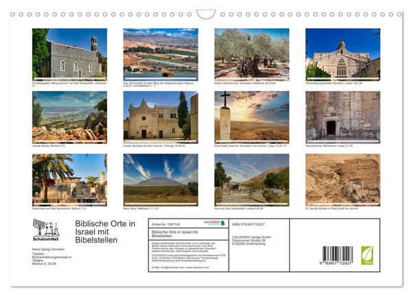Produktbild: Biblische Orte in Israel mit Bibelstellen (Wandkalender 2026 DIN A3 quer), CALVENDO Monatskalender