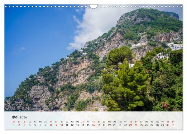 Produktbild: C&ocirc;te amalfitaine - Villes romantiques et paysages magiques (Calendrier mural 2026 DIN A3 vertical), CALVENDO calendrier mensuel