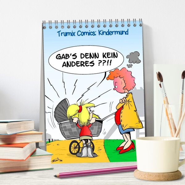 Comix Kalender 16 Monate – Terminplaner Mit Comics, Sprüchen & Aufklebern, 13x17,8 Cm, Hardcover Neongelb