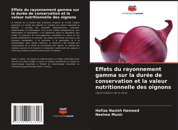 Produktbild: Effets du rayonnement gamma sur la dur&eacute;e de conservation et la valeur nutritionnelle des oignons
