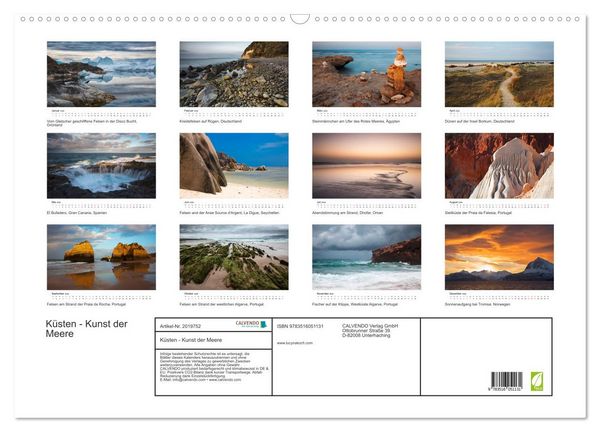 Produktbild: K&uuml;sten - Kunst der Meere (Wandkalender 2026 DIN A2 quer), CALVENDO Monatskalender