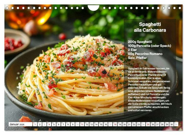 Produktbild: Italienische Spaghetti Rezepte - Leckere So&szlig;en f&uuml;r jeden Monat (Wandkalender 2026 DIN A4 quer), CALVENDO Monatskalender