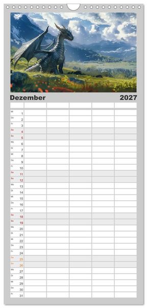 Produktbild: Familienplaner 2027 - Das Jahr der Drachen mit 5 Spalten (Wandkalender, 21 x 45 cm) CALVENDO