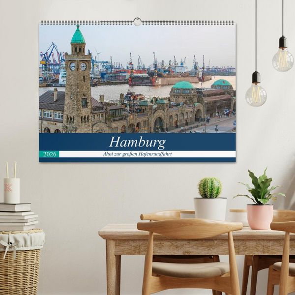 Produktbild: Hamburg - Ahoi zur gro&szlig;en Hafenrundfahrt (Wandkalender 2026 DIN A2 quer), CALVENDO Monatskalender