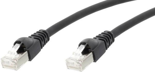 Telegärtner 100008267 RJ45 Netzwerkkabel, Patchkabel CAT 6a S/FTP 2.00m Schwarz Flammwidrig, mit Rastnasenschutz, Flammw