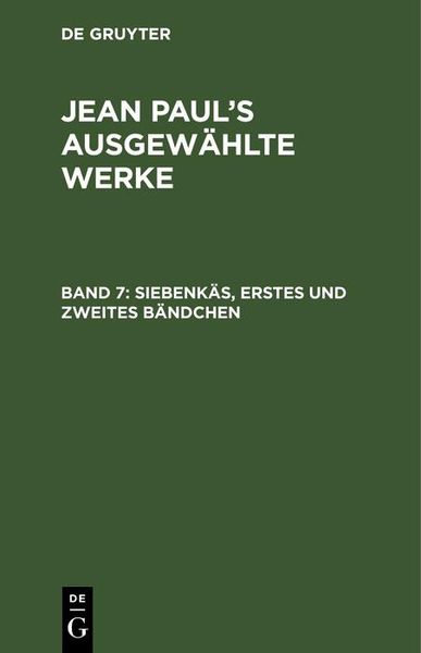 Produktbild: Siebenk&auml;s, erstes und zweites B&auml;ndchen
