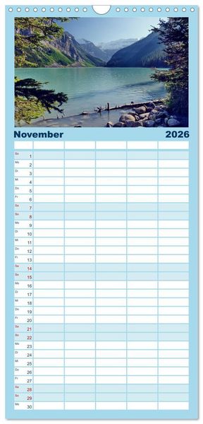 Produktbild: Familienplaner 2026 - Kanadas Westen - Berge und Wasser mit 5 Spalten (Wandkalender, 21 x 45 cm) CALVENDO