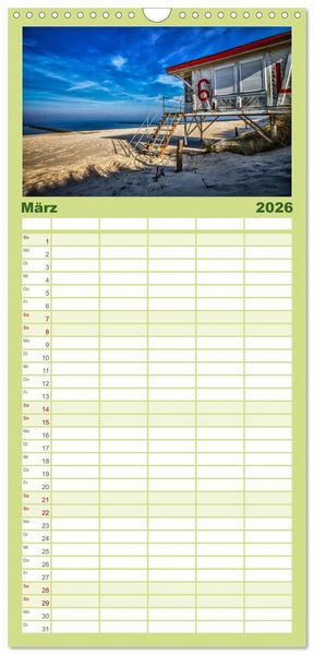 Produktbild: Familienplaner 2026 - Bezauberndes Usedom mit 5 Spalten (Wandkalender, 21 x 45 cm) CALVENDO