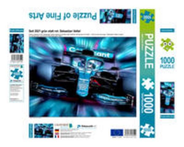 CALVENDO Puzzle Seit 2021 grün statt rot: Sebastian Vettel 1000 Teile Puzzle quer | 1000 Teile Lege-Größe 64 × 48 cm Foto-Puzzle für glückliche Stunden