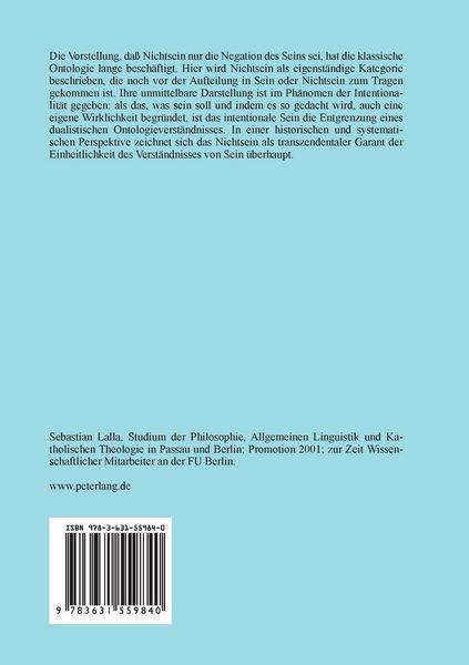 Produktbild: Nichtsein &ndash; eine Metaphysik der Intentionalit&auml;t