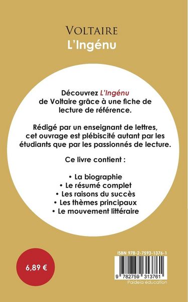 Produktbild: Fiche de lecture L'Ing&eacute;nu (&Eacute;tude int&eacute;grale)