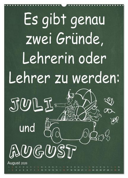 Produktbild: Coole Lehrerspr&uuml;che (Wandkalender 2026 DIN A2 hoch), CALVENDO Monatskalender