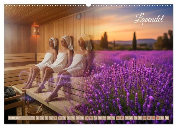 Produktbild: Sauna - Hitze, Duft, Genuss (hochwertiger Premium Wandkalender 2027 DIN A2 quer), Kunstdruck in Hochglanz