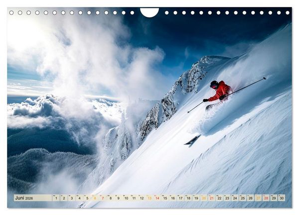 Produktbild: Skifahren - tolle Momente (Wandkalender 2026 DIN A4 quer), CALVENDO Monatskalender